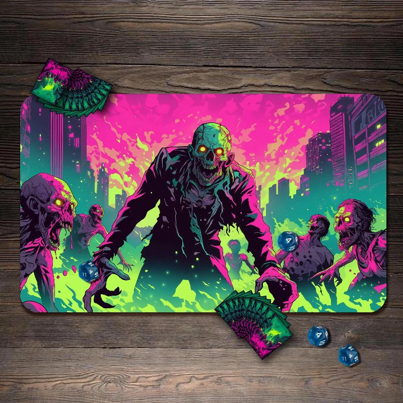 Board Game Zombies - Neon Zombie Apocalypse City Playmat Horror