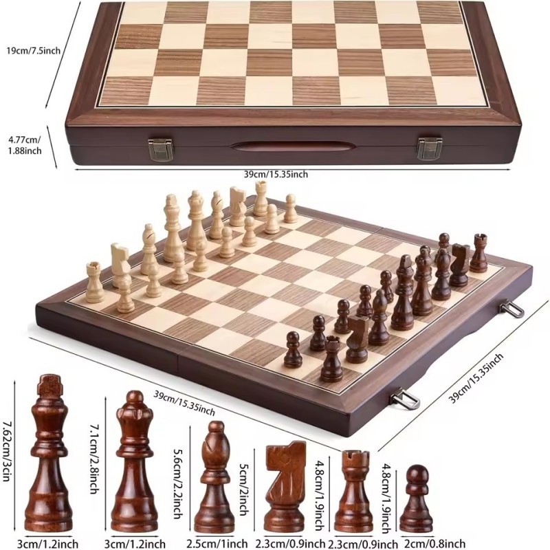 Wooden Magnetic Chess Set for  - Magnetic Travel Chess recension och pris